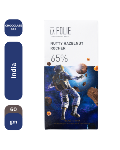 La Folie - Nutty Hazelnut Rocher Chocolate Bar 65 %